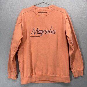 Magnolia Sweatshirt Womens Medium Orange Thick Cotton Blend Boho
